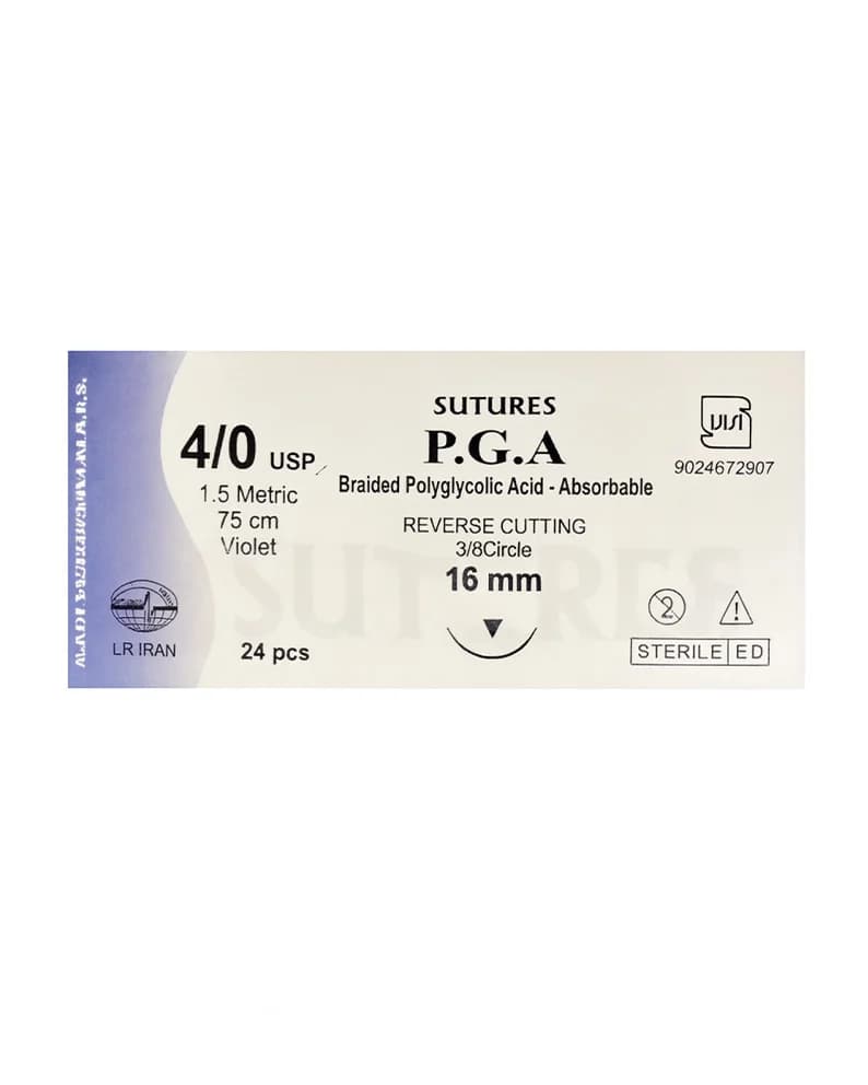 نخ بخیه ویکریل(PGA) 4/0 – 16mm سوچرز – Sutures