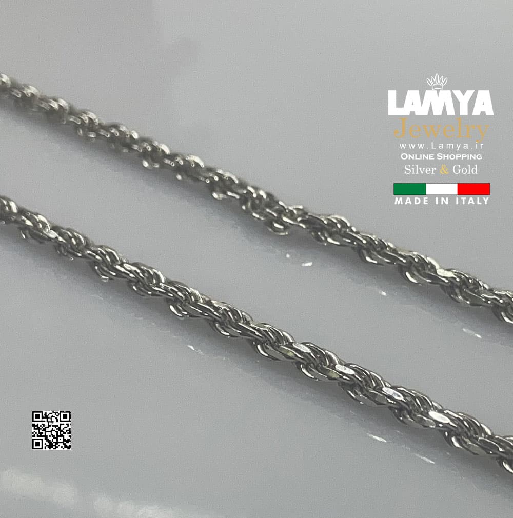 گردنبند نقره ایتالیایی مدل طنابی کد G135 — تصویر ۳