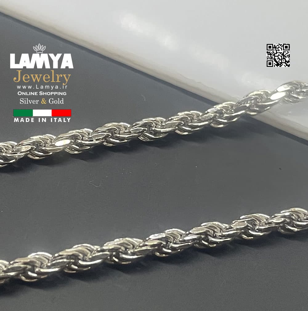 گردنبند نقره ایتالیایی مدل طنابی کد G135 — تصویر ۴