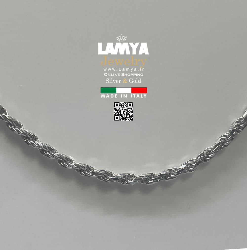 گردنبند نقره ایتالیایی مدل طنابی کد G135 — تصویر ۲