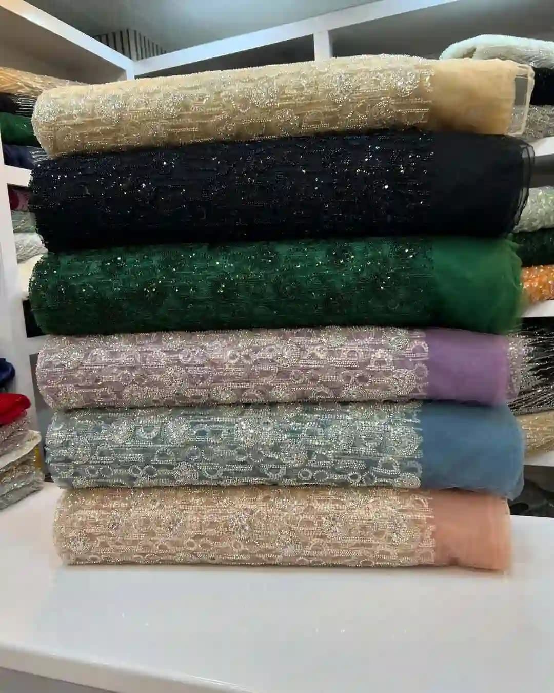 پارچه مجلسی مدل یکدست منجوق باران — تصویر ۵