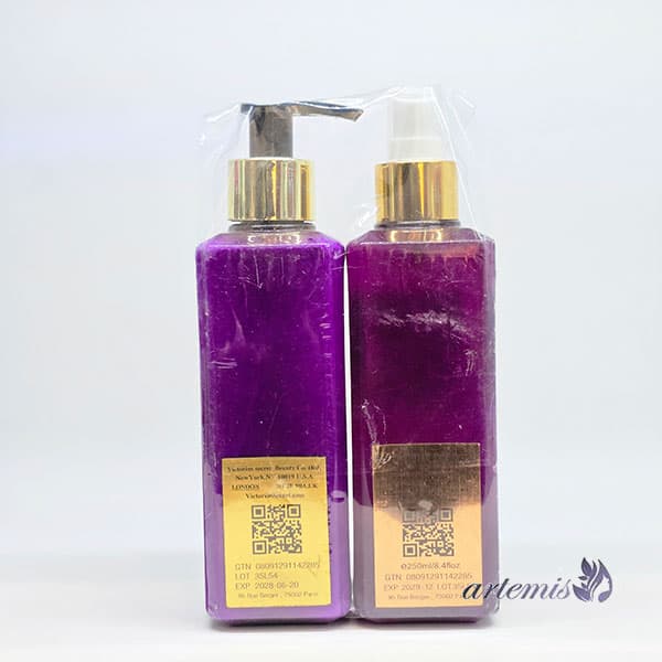 پک دو عددی بادی اسپلش شاین‌دار و لوسیون بدن ویکتوریا سکرت مدل Luxury — تصویر ۲