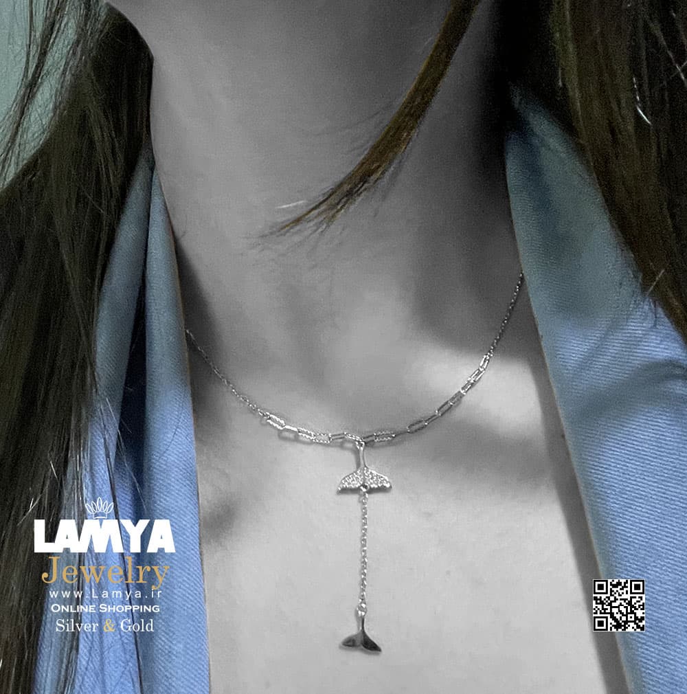 گردنبند نقره زنانه مدل بال نهنگ کد G125 — تصویر ۲