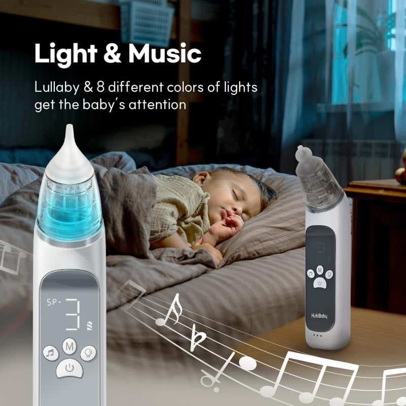 دستگاه پوار بینی کودک مکنده بینی HubiBaby مدل HNA500 عملکرد تسکین دهنده موسیقی و نور — تصویر ۳