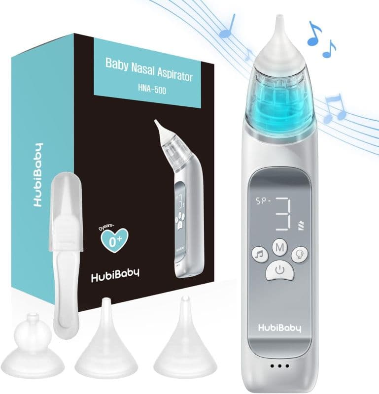 دستگاه پوار بینی کودک مکنده بینی HubiBaby مدل HNA500 عملکرد تسکین دهنده موسیقی و نور