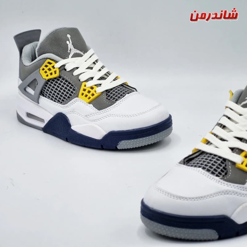کفش نایک ایر جردن Nike Air Jordan 4 سفید طوسی — تصویر ۴