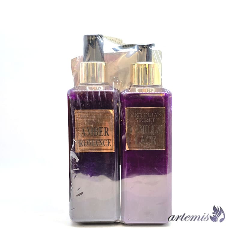 پک دو عددی بادی میست و لوسیون بدن ویکتوریا سیکرت مدل Amber Romance و Vanilla Lace