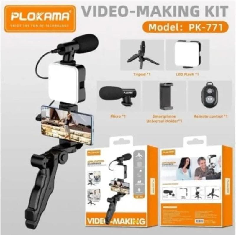 کیت ضبط ویدیوی دوربین AY-49 به همراه میکروفون، سه پایه کوچک، چراغ LED و گیره — تصویر ۳