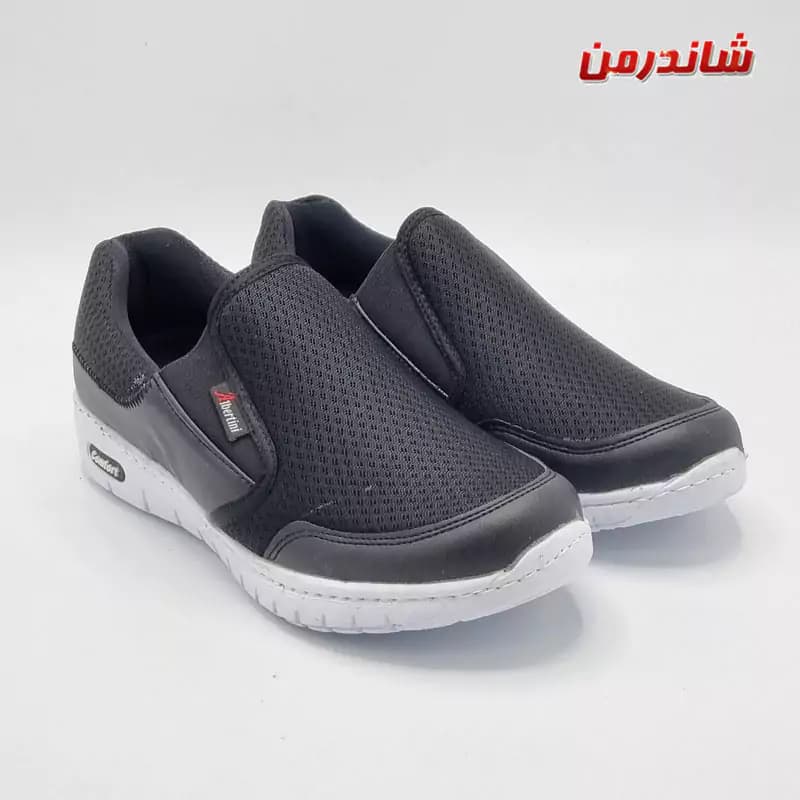 کفش مردانه راحتی اسپرت بدون بند ایتالیا مشکی سفیدnahrain — تصویر ۲