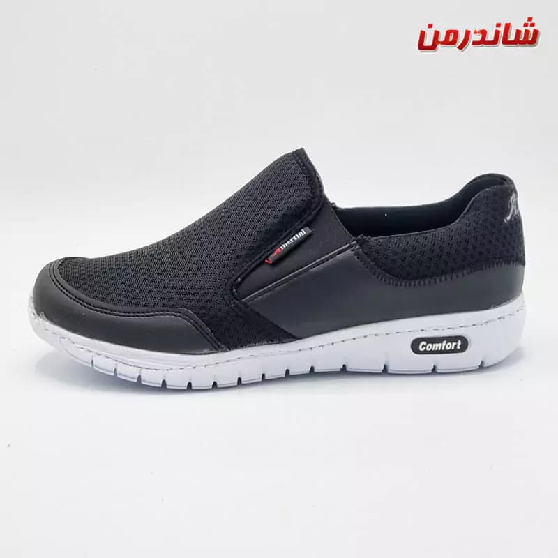 کفش مردانه راحتی اسپرت بدون بند ایتالیا مشکی سفیدnahrain