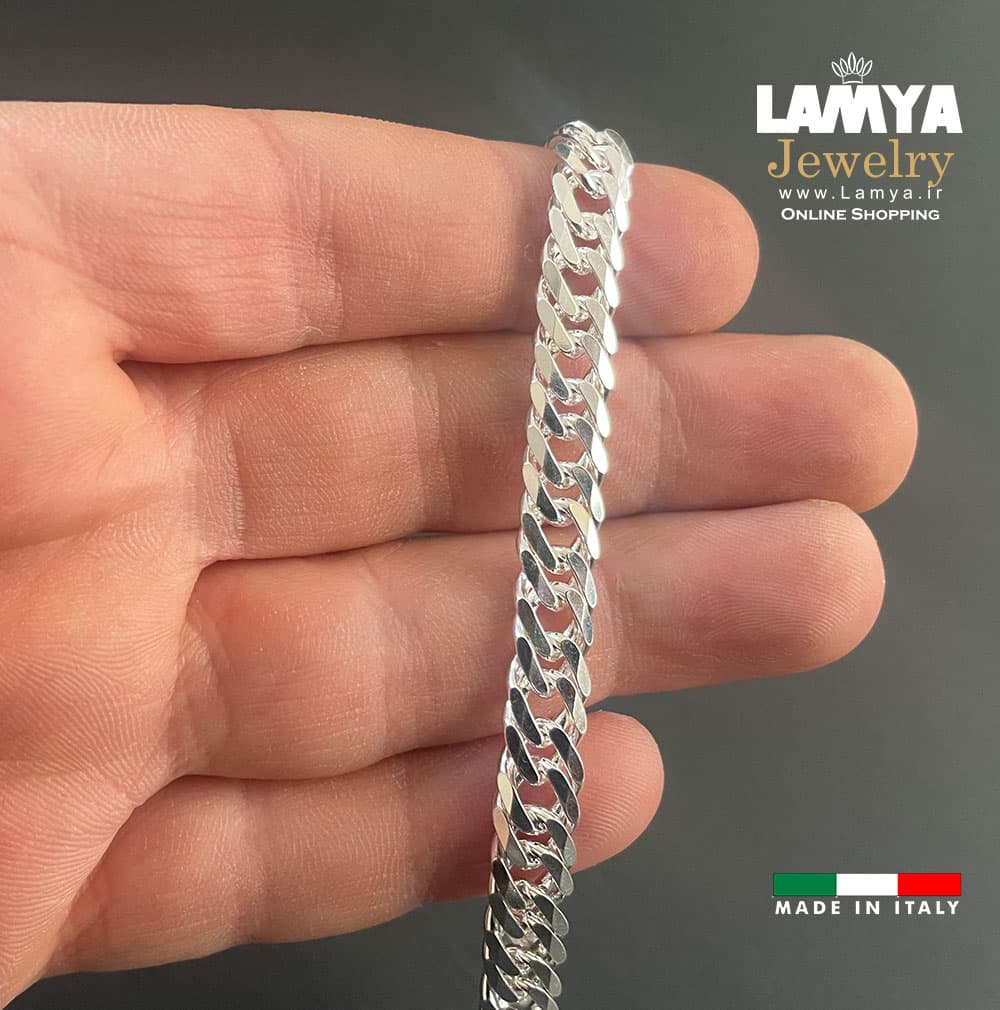 دستبند نقره ایتالیایی کارتیه دوبل 7mil کدD0106 — تصویر ۳