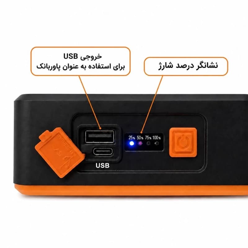 چراغ اضطراری خورشیدی NY-9805-B | پروژکتور شارژی ،پاوربانک COB — تصویر ۲