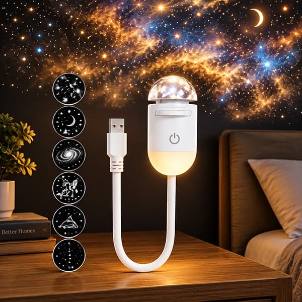 چراغ خواب و پروژکتور کهکشانی با 12دیسک Starry Sky usb — تصویر ۴