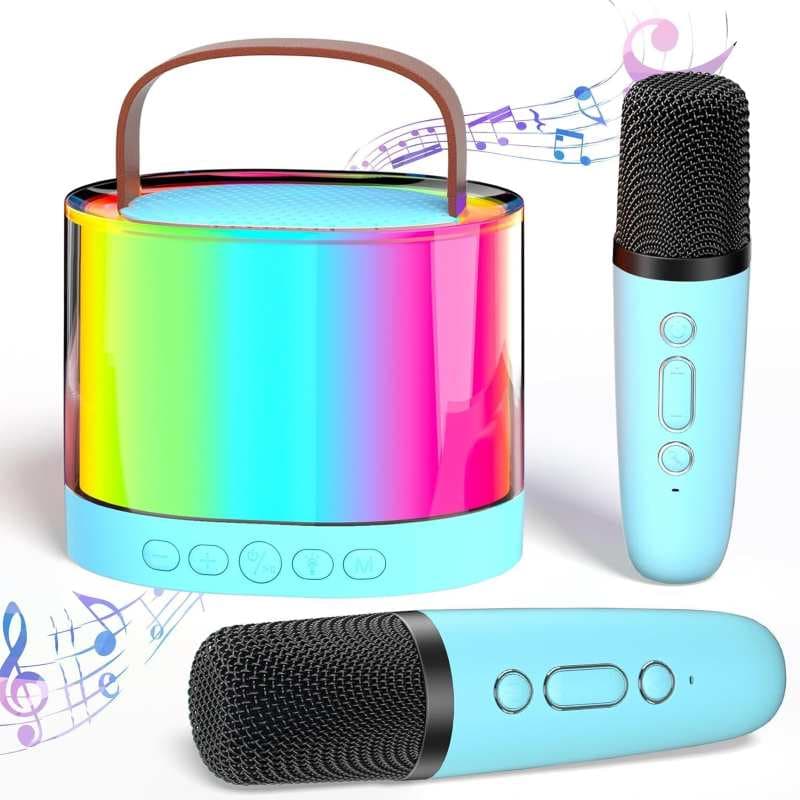 اسپیکر و میکروفون کارائوکه smart portable speaker مدل K52 همراه با دو میکروفون — تصویر ۲