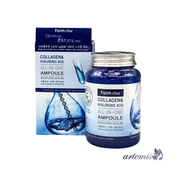 آمپول کلاژن و هیالو آبرسان و جوانساز فارم استی مدل Collagen & Hyaluronic Acid All In One Ampoule حجم 250 میلی لیتر