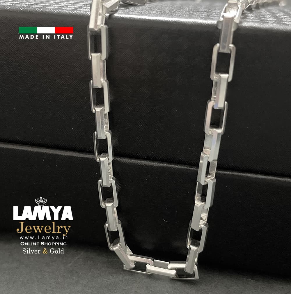 زنجیر نقره ایتالیا مدل آجری کدG112 — تصویر ۲