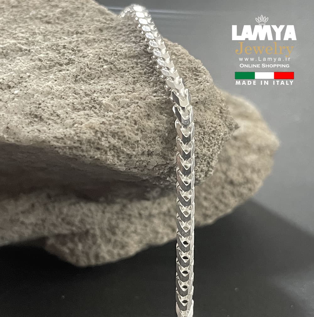 زنجیر نقره ایتالیایی مدل ونیزی3 بعدی 4mil کدG106 — تصویر ۷