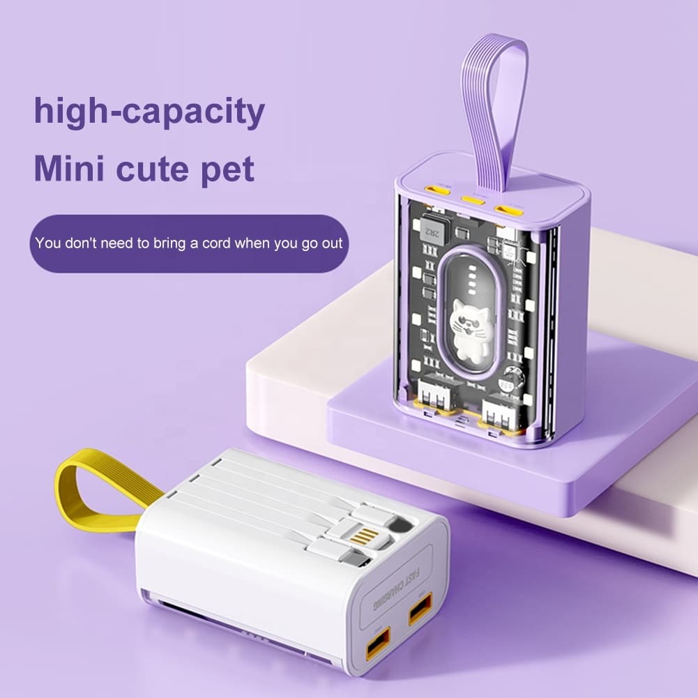 پاوربانک ۲۰۰۰۰ میلی‌آمپر فست شارژ شفاف | Portable Cute Powerbank-20000 — تصویر ۲