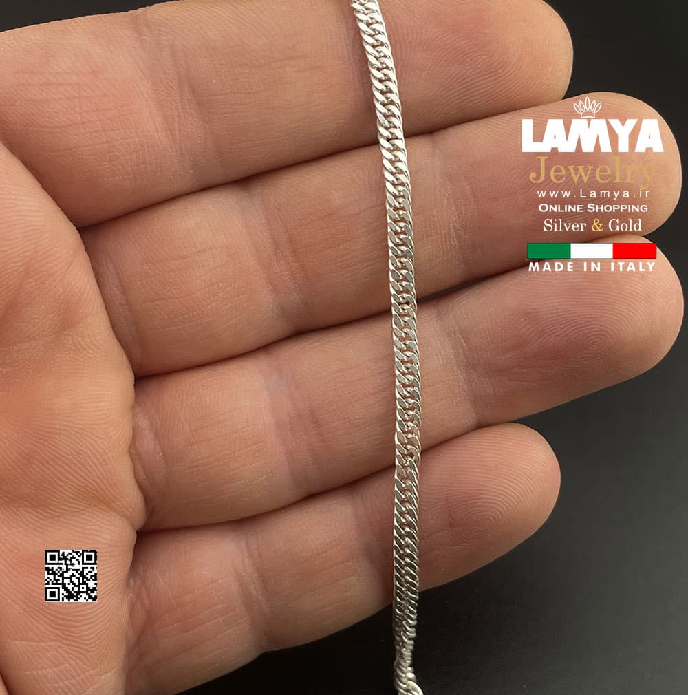 دستبند نقره ایتالیا کارتیه دوبل 5mil کدD086 — تصویر ۴