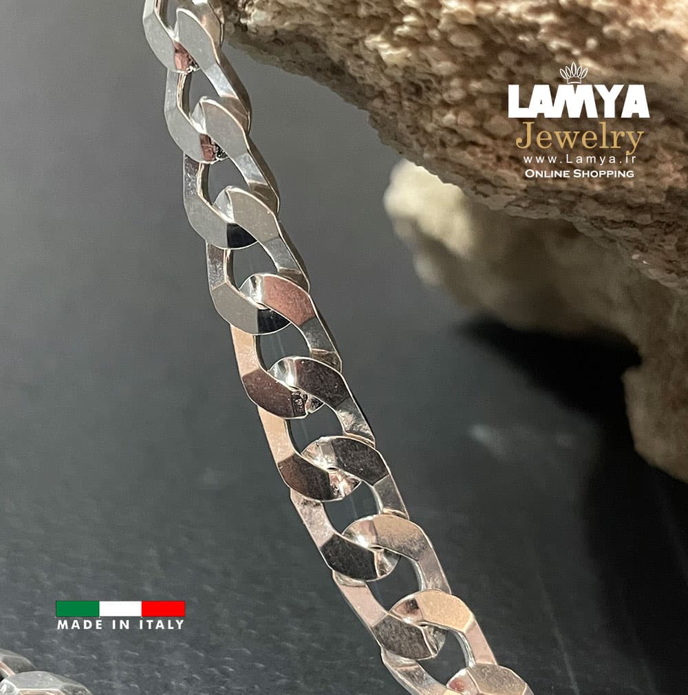 زنجیر نقره ایتالیا مدل کارتیه سه تراش 8mil کدG098 — تصویر ۴
