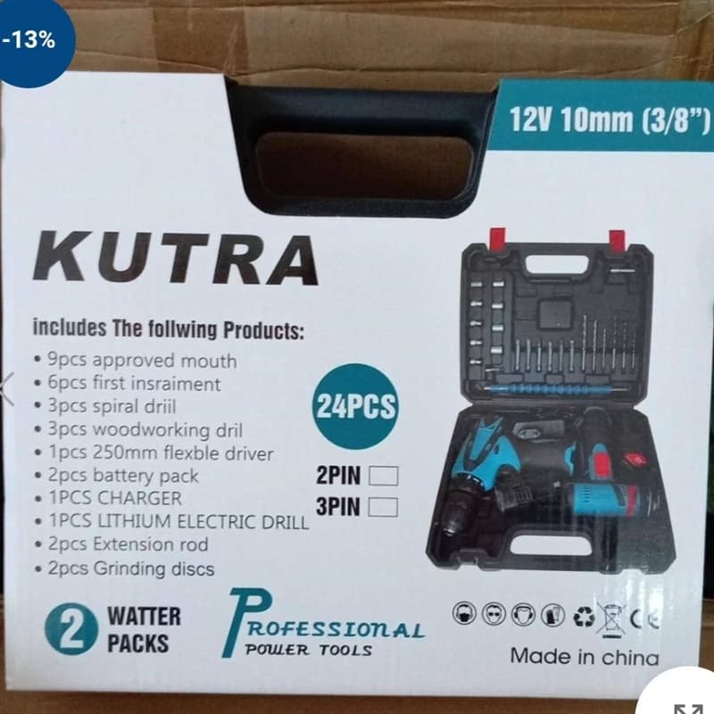 ست دریل و فرز شارژی کوترا KUTRA-24 | مجموعه 24 عددی