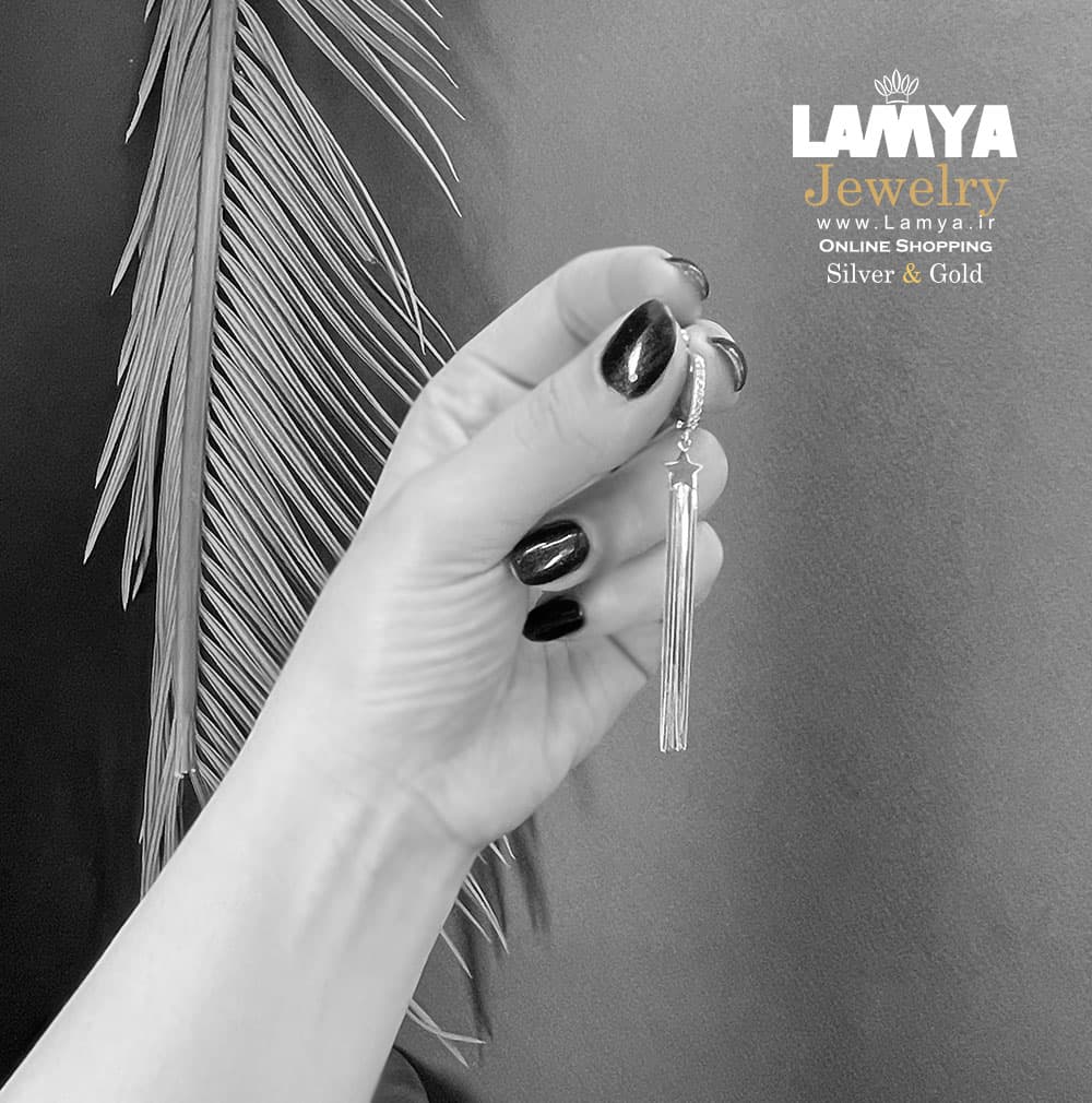 گوشواره نقره مدل ستاره کد E019 — تصویر ۳