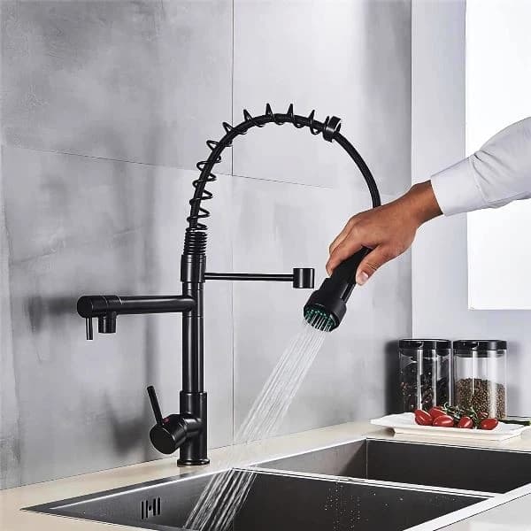 شیر ظرفشویی فنری 360 درجه Hyshin مدل D60 | نازل شاوری چندحالته استیل 304 — تصویر ۲