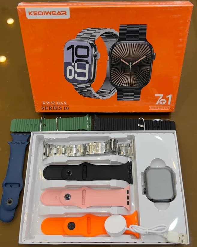 ساعت هوشمند مدل KW32 MAX | طرح اپل واچ سری ۱۰ با ۷ بند متنوع — تصویر ۳