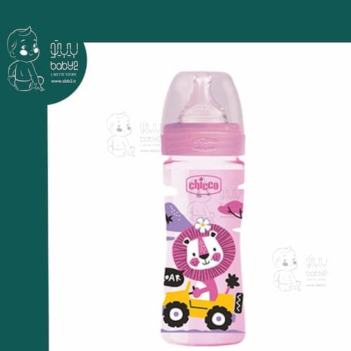 شیشه شیر طرح دار ۲۵۰ میل طلقی Well Bieng چیکو Chicco — تصویر ۲