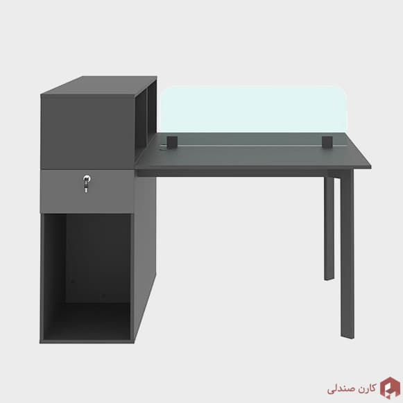 میز کارگروهی پایه فلزی با دیوایدر شیشه‌ای مدل ODG 551CG