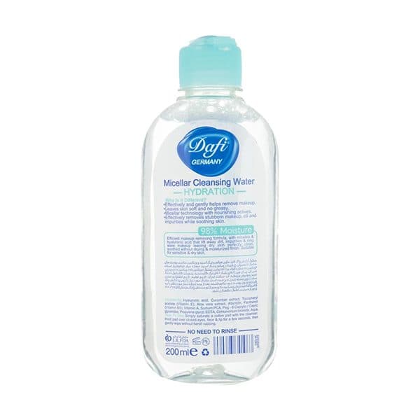 میسلار واتر پاک کننده صورت دافی مدل Hydration حجم 200 میلی لیتر — تصویر ۲