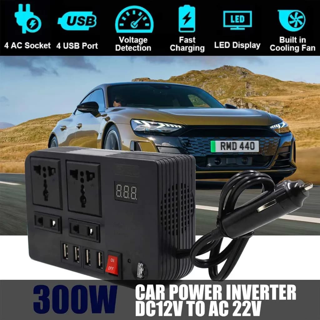 اینورتر برق خودرو فندکی 12V به 220V مدل 300W BYGD — تصویر ۲