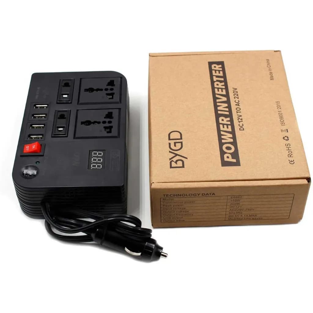 اینورتر برق خودرو فندکی 12V به 220V مدل 300W BYGD