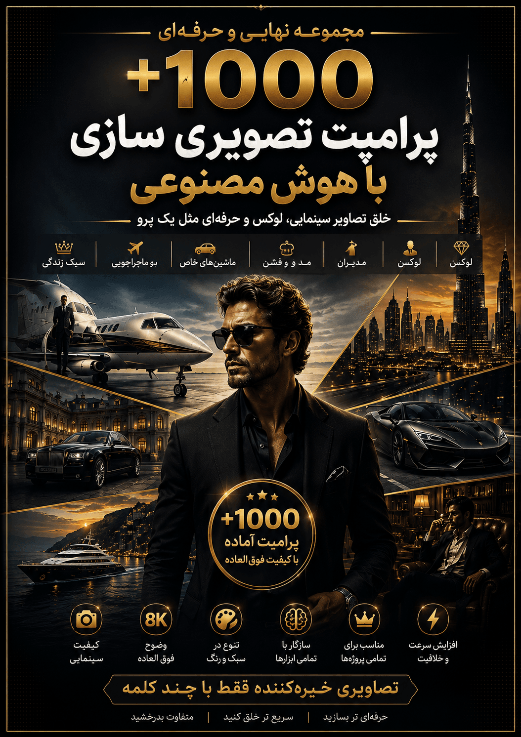 مجموعه طلایی ۱۲۰۰ پرامت لاکچری هوش مصنوعی | Luxury Prompt Bible