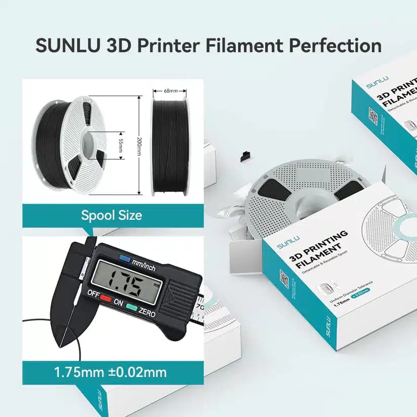 فیلامنت PC-ABS مشکی 1kg برند sunlu — تصویر ۶