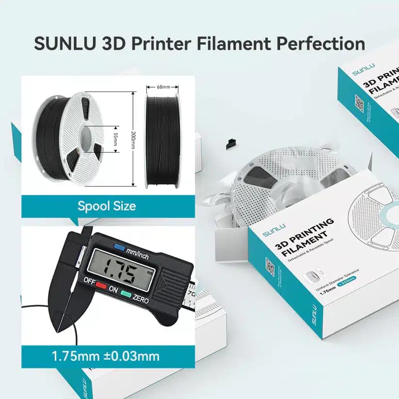 فیلامنت PA12-CF مشکی 1kg برند sunlu — تصویر ۵