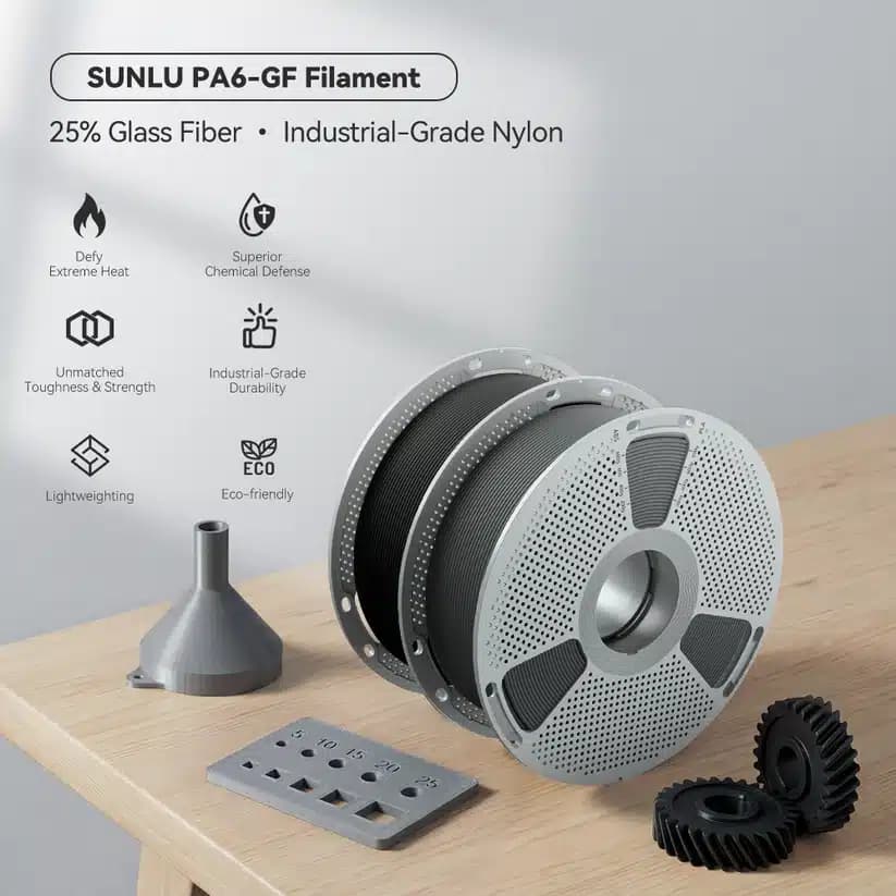 فیلامنت PA6-GF Grey خاکستری 1kg برند sunlu — تصویر ۲