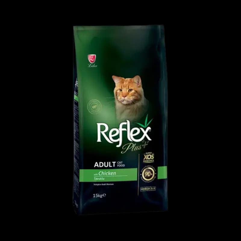 غذای خشک گربه بالغ طعم مرغ برند Reflex Plus رفلکس پلاس 15 کیلویی