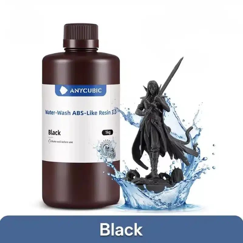 رزین قابل شستشو با آب ABS Like انیکیوبیک مشکی Anycubic Water-wash ABS-Like Resin 3.0 (Black) 1kg — تصویر ۲