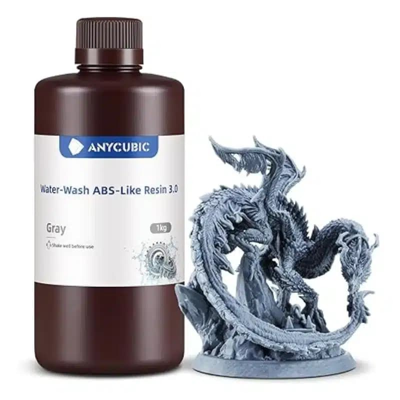 رزین قابل شستشو با آب ABS Like انیکیوبیک خاکستری Anycubic Water-wash ABS-Like Resin 3.0 (Gray) 1kg