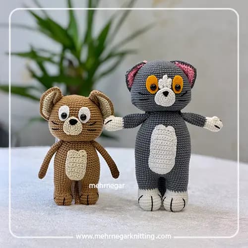 عروسک تام و جری بافتنی | عروسک دست‌ساز تام و جری