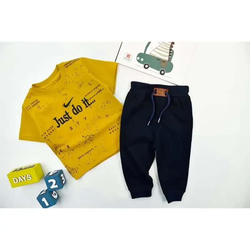 ست تیشرت و شلوارک پسرانه طرح JUST DO IT جنس پنبه ای — تصویر ۶