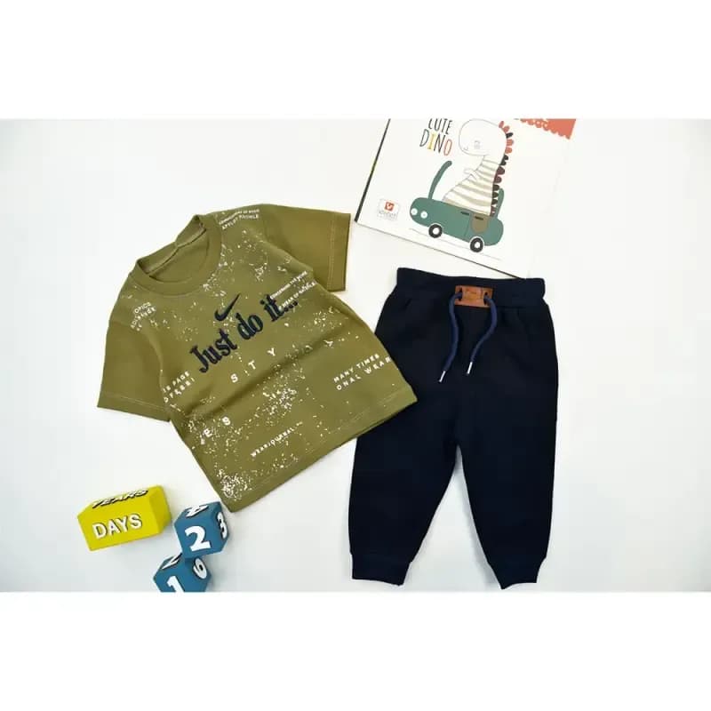 ست تیشرت و شلوارک پسرانه طرح JUST DO IT جنس پنبه ای — تصویر ۷
