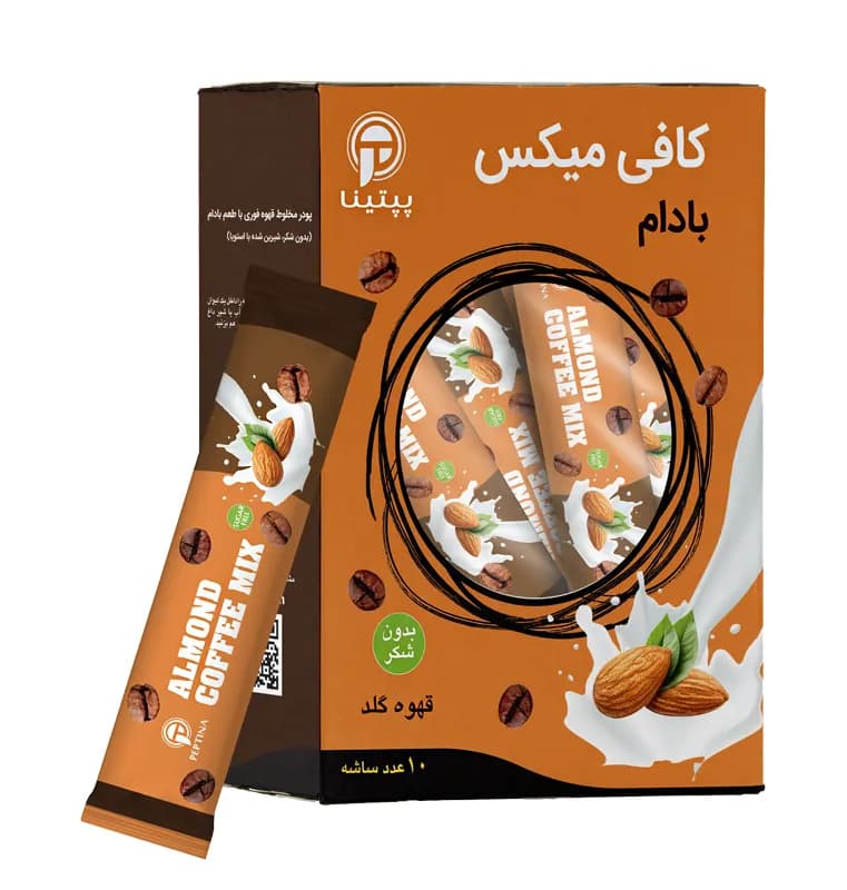 کافی میکس با پودر شیر بادام پپتینا 10 ساشه‌ای