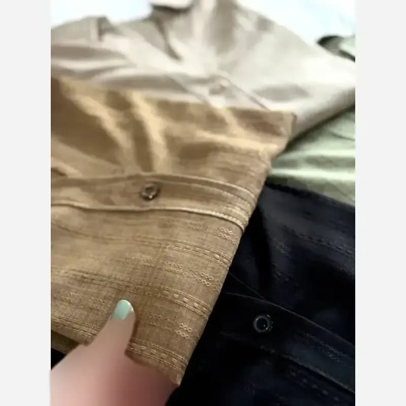 شومیز بهاره زنانه و دخترانه اسپرت یقه برگردان جلو دکمهدار فری سایز 5 رنگ — تصویر ۵