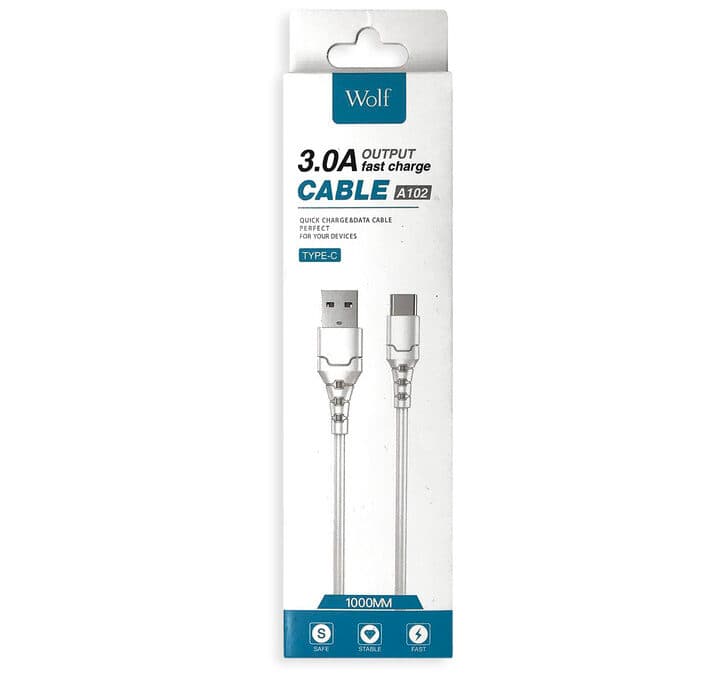کابل شارژ USB-C ولف مدل A102 طول 1 متر