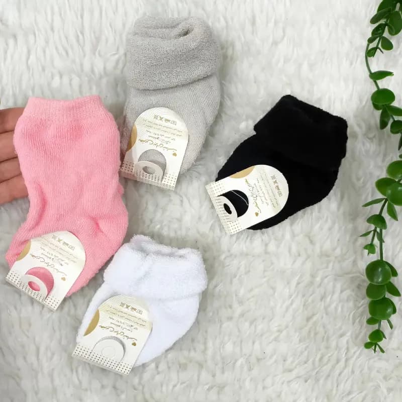 جوراب حوله ای نوزادی صددرصد پنبه نرم و لطیف سایز صفر تا دو سال — تصویر ۴