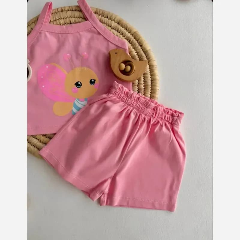 ست تاپ و شلوارک نوزادی دخترانه پنبهای طرحدار سایز 6 ماه تا 2 سال — تصویر ۵