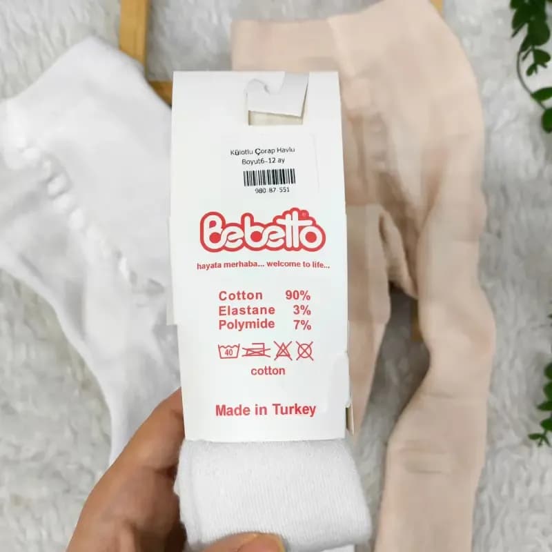 جوراب شلواری توکرکی حوله ای نوزادی دخترانه ترک ضخیم پاییزه نخی نرم لطیف سایز 6 تا 18 ماه — تصویر ۶