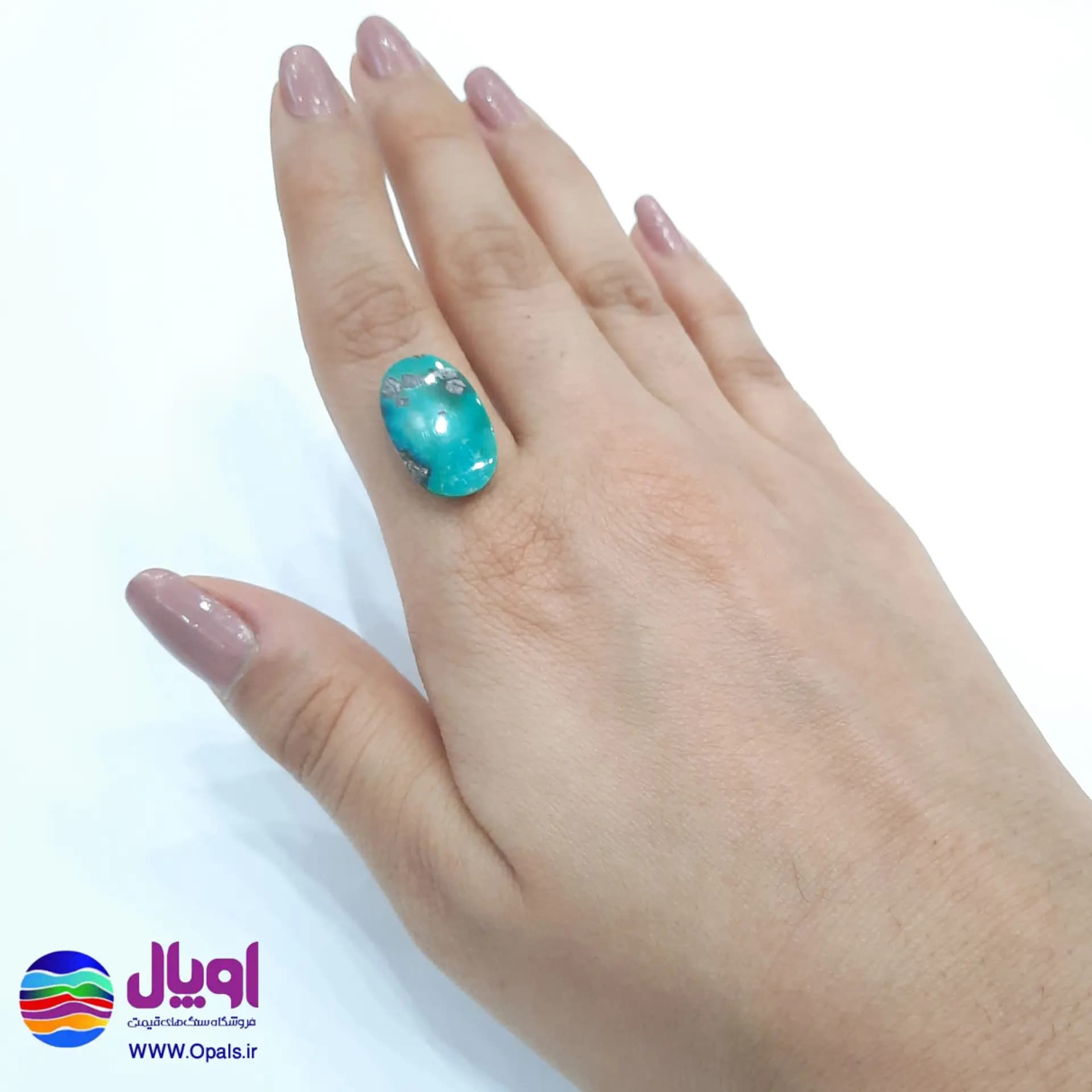 نگین فیروزه نیشابور بیضی 1.17 گرم — تصویر ۵